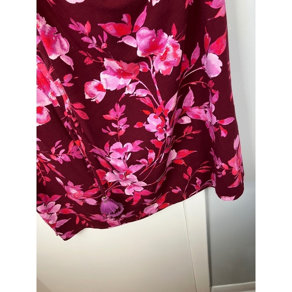 J. Jill Cranberry-Red Multi Watercolor Floral Stretch Dress XL Beachy Vacation - Picture 4 of 12